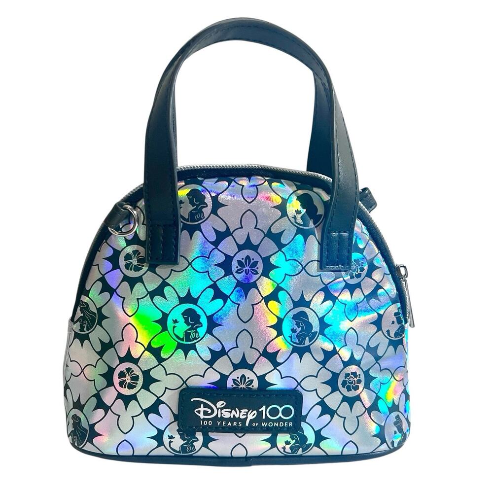 Disney100 Holographic Princess Mini Handbag Satchel Bag Silver Iridescent Purse